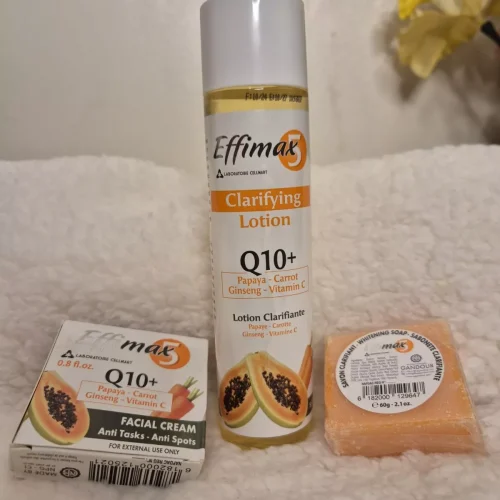 EFFIMAX 5 Q 10 - Cleanser Lotion 160ml Facial Cream 25 ml Soap 60gr